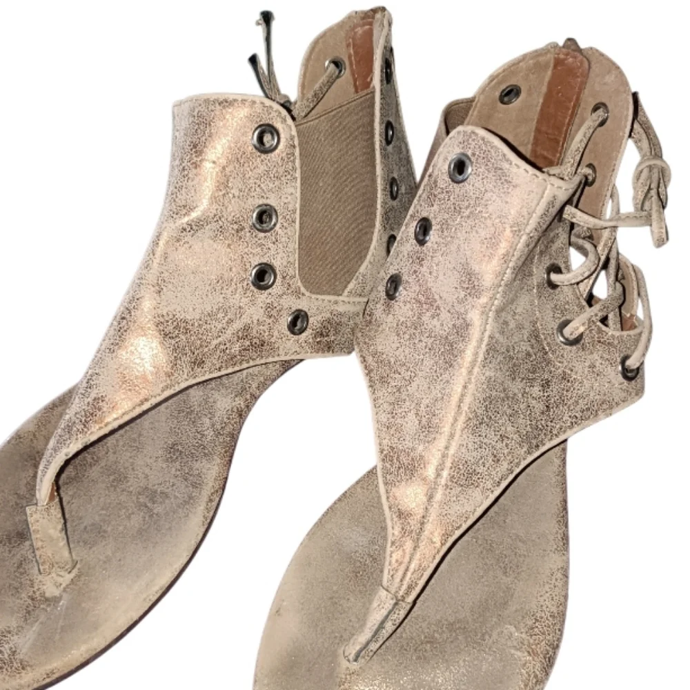 4/$15 Brown Faux Leather Women's Sandals Sz 6.5